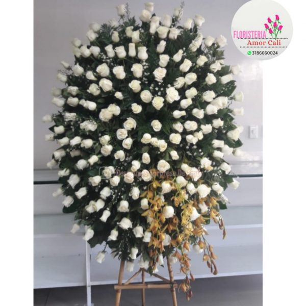 corona fúnebre grande con orquideas
