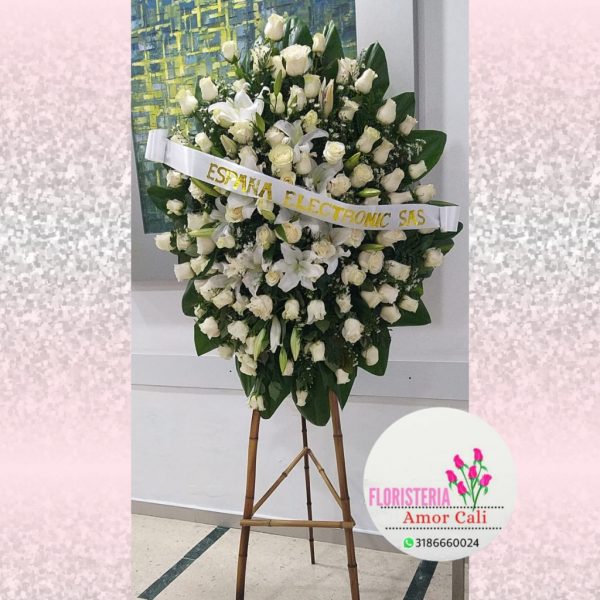 corona fúnebre lirios y rosas