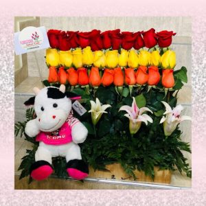 Sembrado en rosas y peluche