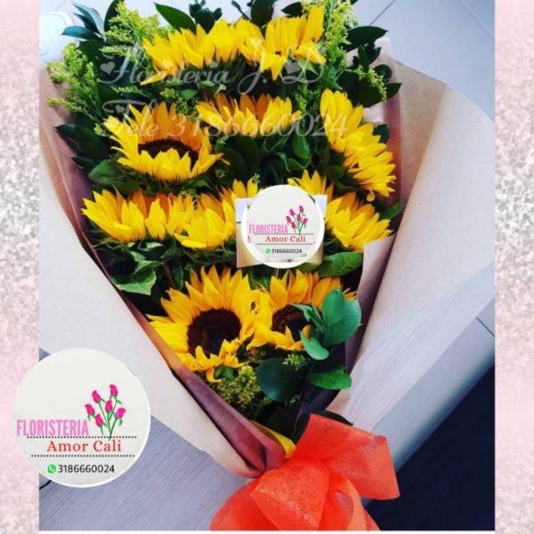 detalle floral bouquet de girasoles