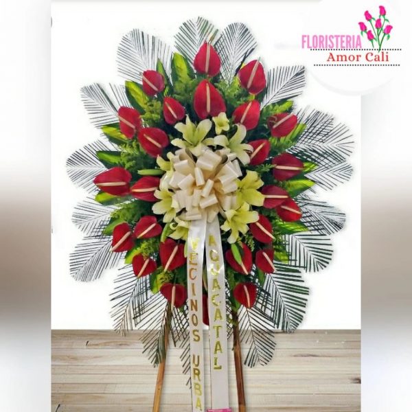 corona de anturio y lirios -floristería cali