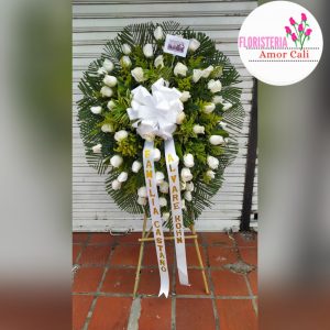 corona fúnebre rosas y canción