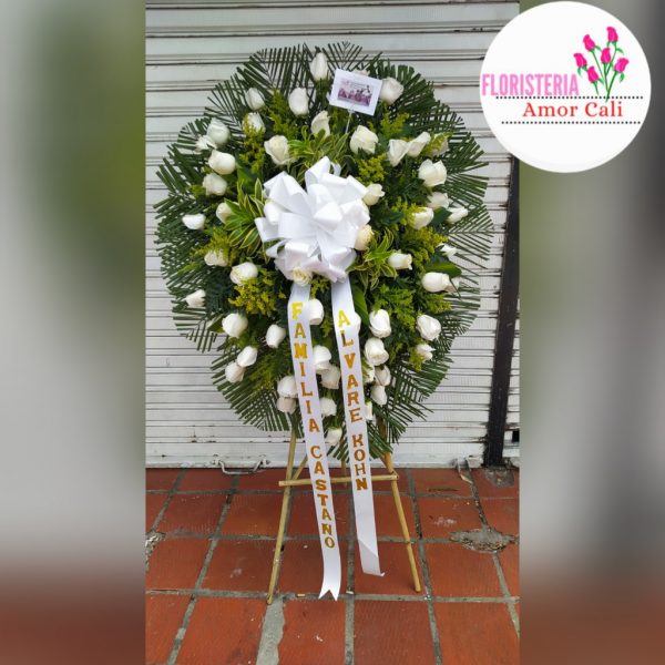 corona fúnebre rosas y canción