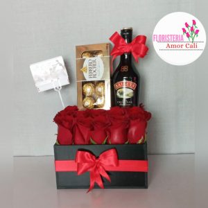 cubo de rosas en la novena