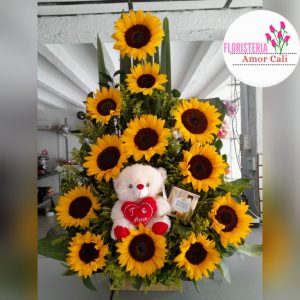 arreglo floral de girasoles