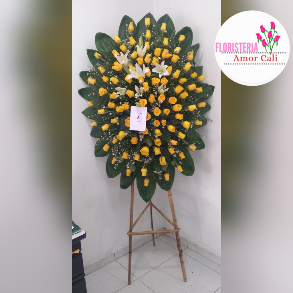 corona fúnebre amarilla