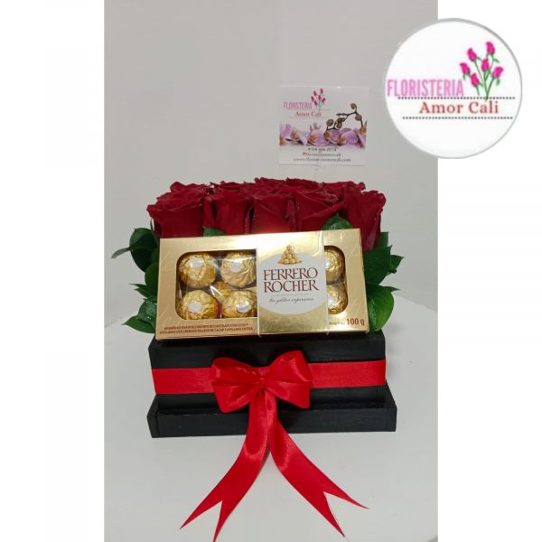 detalle de flores y chocolates