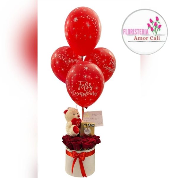 Cilindro de rosas para cumpleaños